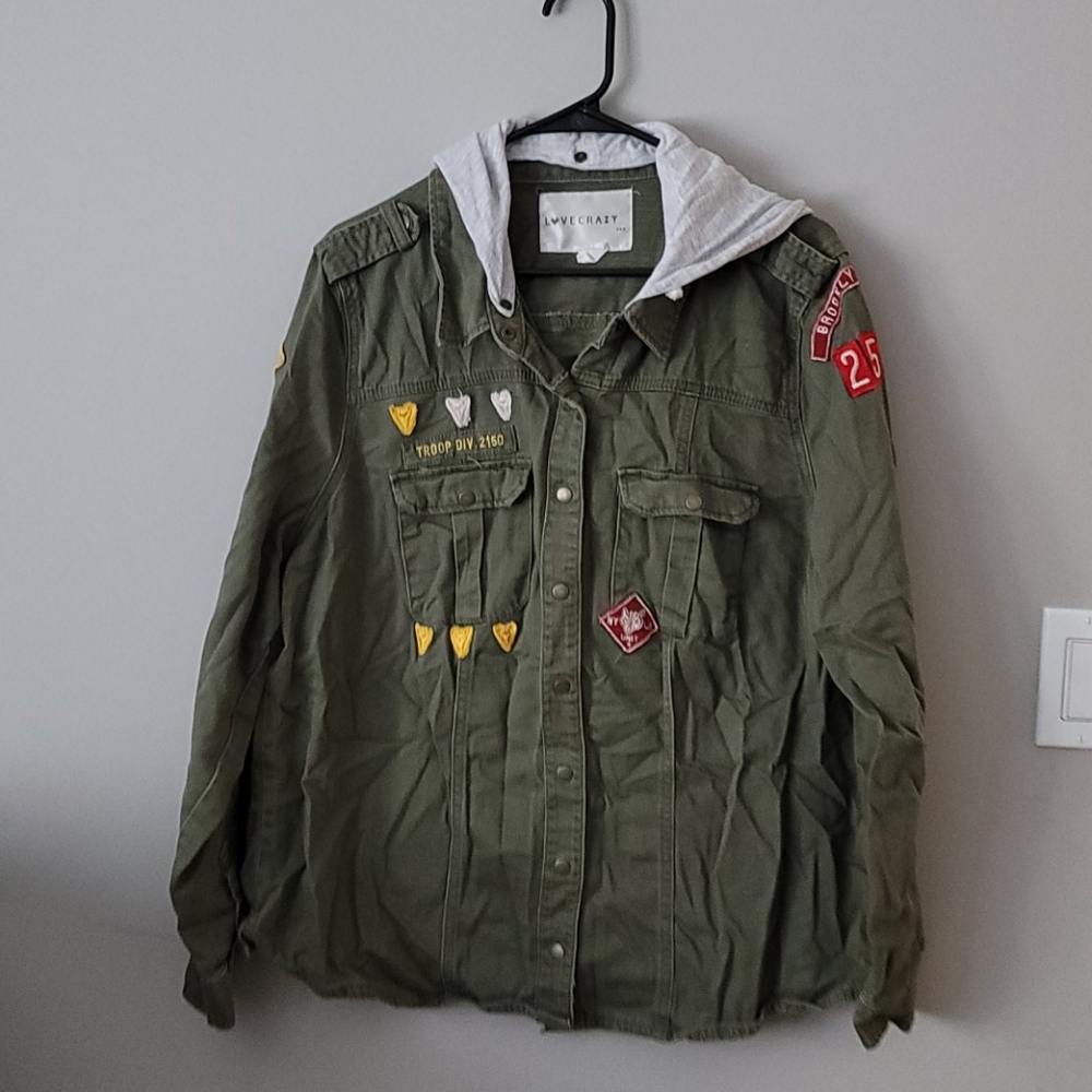 Green/gray Military style blazer jacket